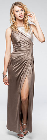 Sleeveless Wrap Around Style Shimmery Long Formal Cocktail Dress. a705.