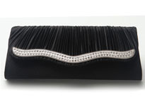 Pleated Eveing Bag with Rhinestones Trim. c020.