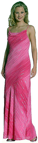 Cowl Neck Spaghetti Straps Sequined Ombre Prom Dress. c2244.