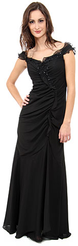 Ruffle Beaded Formal Dress. c27322.