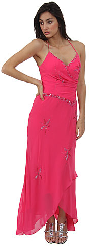 Spaghetti Prom Dress w/ Criss-Crossed Back. c27326.