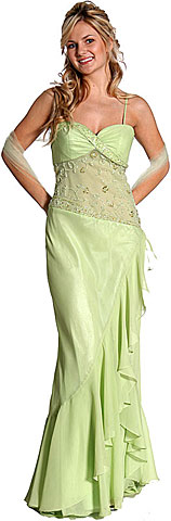 Ruffled and See-Thru Plus Size Prom Dress. c27757.