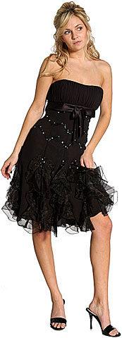 Ruffled Strapless Short Prom Dress. c27778.