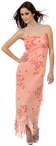 Formal Dress with Beaded Flower Patterns