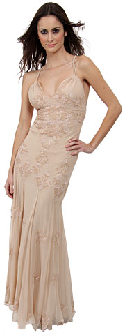 Floral Beaded Formal Dress. d1029.