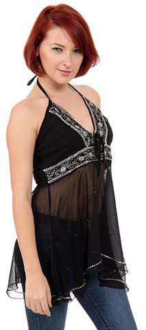 Halter and Empire Cut Top with Silver Beadwork