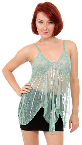 Asymmetric Top with Flowers & Radiating Sequins