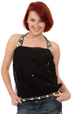 Halter Top Sequined Night on the Beach Blouse