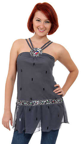 Double Strapped Assymetrical Sequined Top
