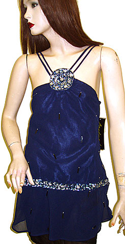 Beaded Patchwork Dual Strapped Halter Top