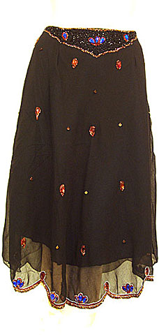 Bead Embellished Knee Length Skirt