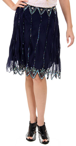 Bead Embellished Knee Length Skirt