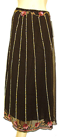 Bead Embellished Knee Length Skirt