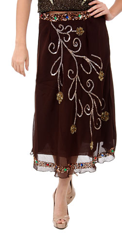 Bead Embellished Tea Length Skirt