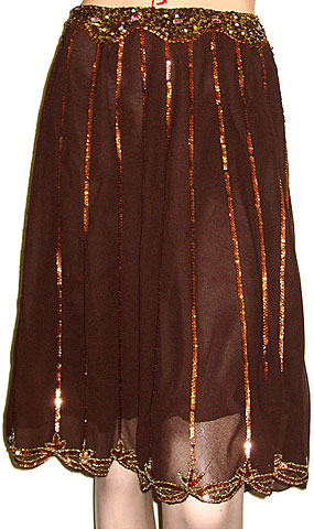 Bead Embellished Tea Length Skirt