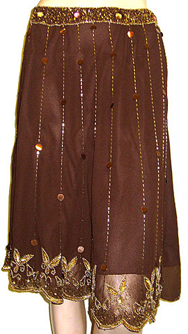 Bead Embellished Tea Length Skirt