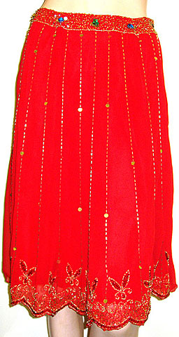 Bead Embellished Tea Length Skirt