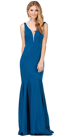 Deep V-Neck Drop Waist Long Formal Evening Dress