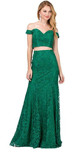 Off-the-Shoulder Floral Lace Two Piece Long Prom Dress. p2299.