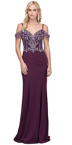 Rhinestones Bust Hanging Sleeves Long Prom Dress.