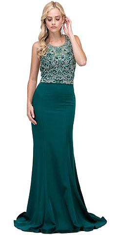 Bejeweled Bodice Round Neck Sleeveless Long Prom Dress