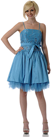 Spaghetti Beaded Short Party Dress
