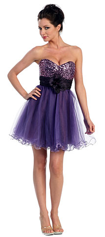 Strapless Flowered Waistline Sequin Prom Dress. p8000.