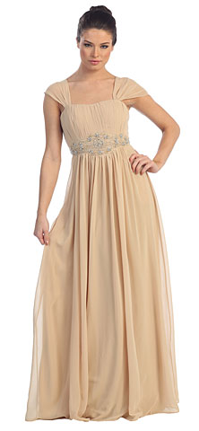 Empire Waist Prom Dress with Bead Accent. p8294.