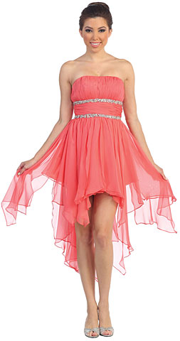 Elegant High-Low Homecoming Dress with Asymmetrical Hem. p8335.