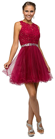 Lace Top Tulle Skirt Short Homecoming Party Dress