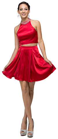 Jeweled Collar Two Piece Short Homecoming Party Dress