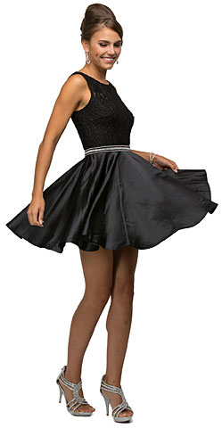 Lace Bodice Beaded Waist Short Homecoming Graduation Dress. p9503.