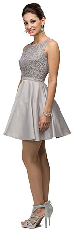 Lace Bodice Beaded Waist Short Homecoming Graduation Dress. p9503.