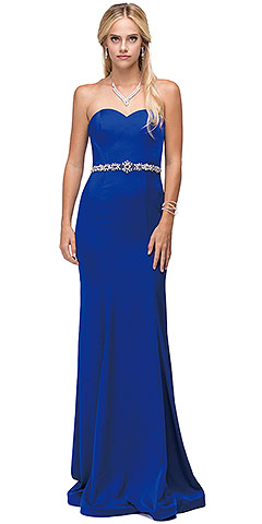 Sweetheart Neck Rhinestones Waist Long Jersey Prom Dress