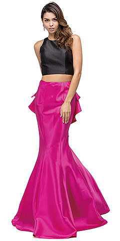 Short Top Long Ruffled Back Skirt Two Piece Prom Dress
