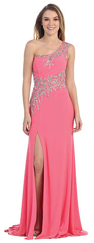 One Shoulder Web Beaded Pattern Long Pageant Dress. pc3272.