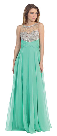 Rhinestones Mesh Bust Long Pageant Dress. pc5543.