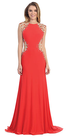 Mesh Rhinestones Bodice Floor Length Pageant Dress. pc6735.