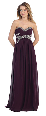 Strapless Empire Beaded Bust Long Formal Evening Dress. pc6909.