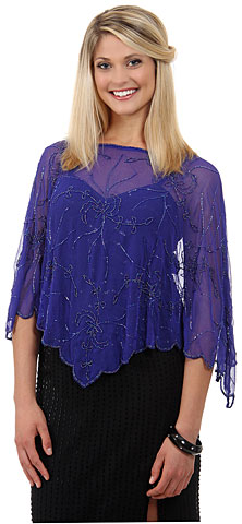 Round Neck Beaded Poncho Shawl