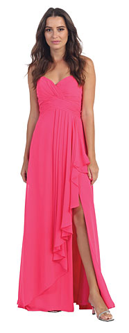 Strapless Pleated & Ruffled Long Bridesmaid Dress . s6013-1.