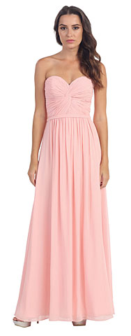 Strapless Twist Knot Bust Long Formal Bridesmaid Dress. s6014-1.