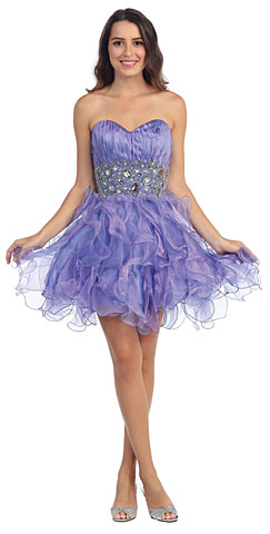 Strapless Rhinestone Waist Ruffled Short Homecoming Homecoming Dress. s6016.