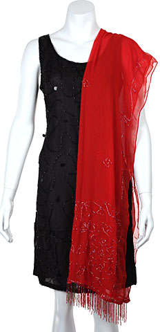Hand Beaded Floral Print Scarf