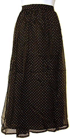 Polka Dots Long Polyester Skirt