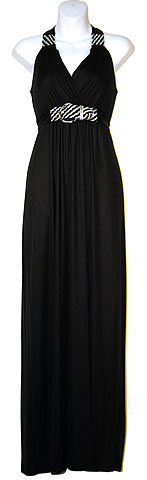Broad Strapped Halter Top Evening Dress