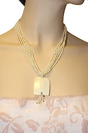 Ivory Multi Strand Fashion Necklace. 06-nk-020.