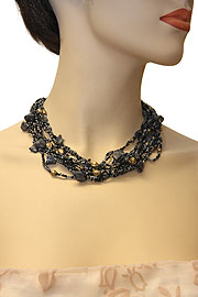 Metallic Black Fashion Necklace. 06-nk-066.