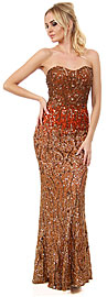 Strapless Exquisitely Sequined Long Formal Prom Dress 