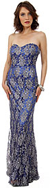 Strapless Sweetheart Neck Floral Lace Long Formal Prom Dress